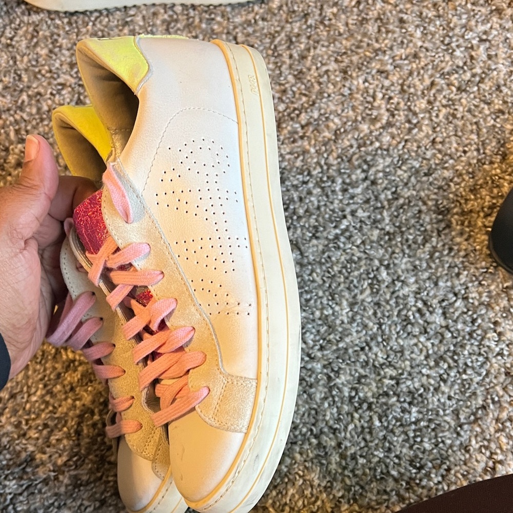 P448 White Sneakers with Pink Laces size 37/6.5 - Picture 4 of 10
